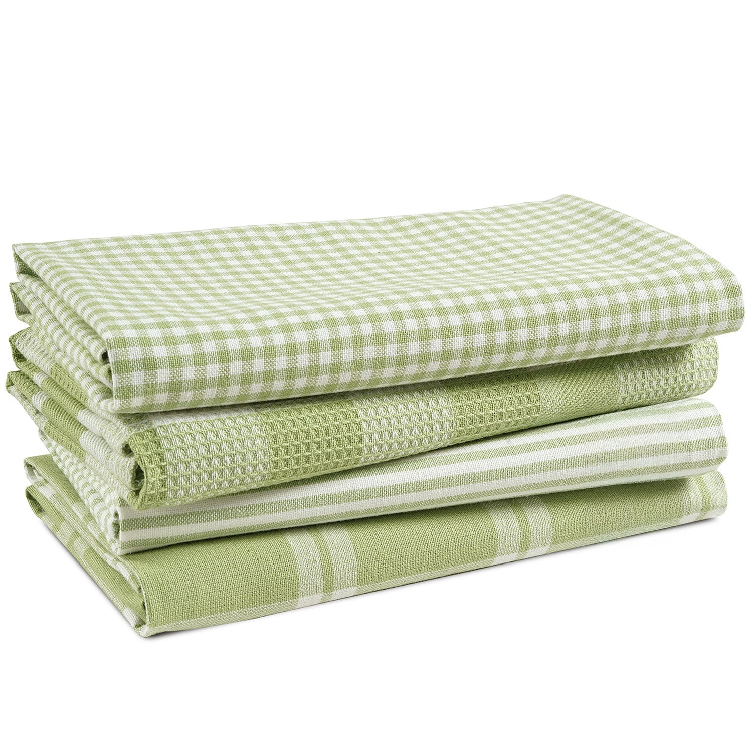Set of 4 Multiweave Kitchen Towels - Sage Green